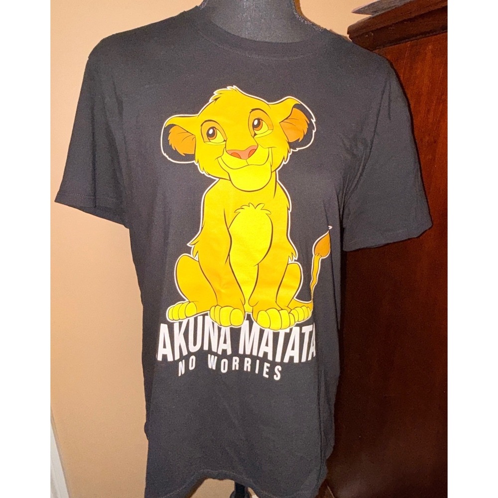 Disney The Lion King Simba Graphic T-Shirt Kids L 11-13 Black Hakuna Matata Tee